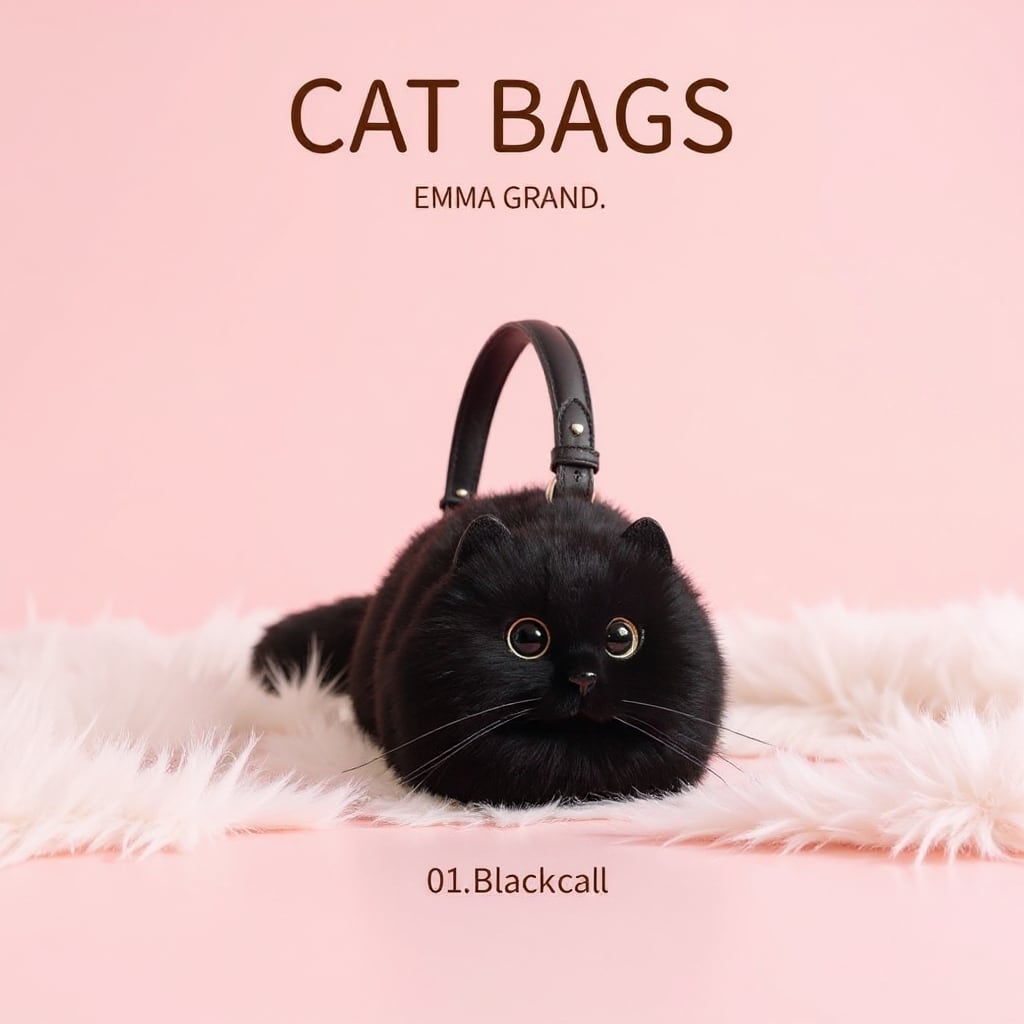 黄色い目をした黒猫 フェイクファーバッグ E00308 | EMMA GRAND