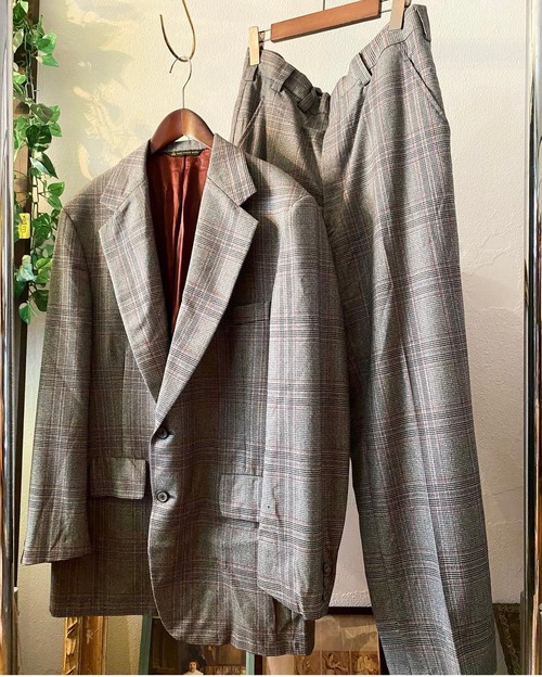 vintage 50's〜70's "HARTSCHAFFNER & MARX" Glen check wool suit set -up