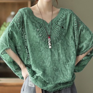 バットスリーブレースブラウス 6color A00313