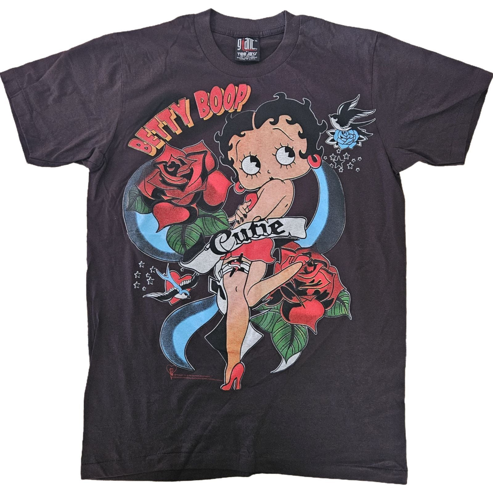 【新品】Tシャツ 黒 M~Lサイズ ベティちゃんBETTY BOOP 薔薇 バラ