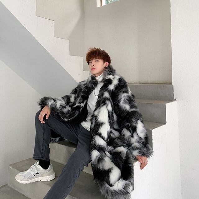 オーバーサイズ グレー ファーコート