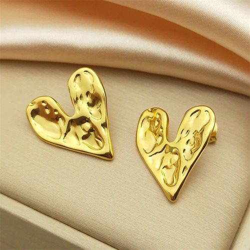 ピアス  ステンレス ゴールド シンプル ムース ハート レディース Love カラー スタッド スチール