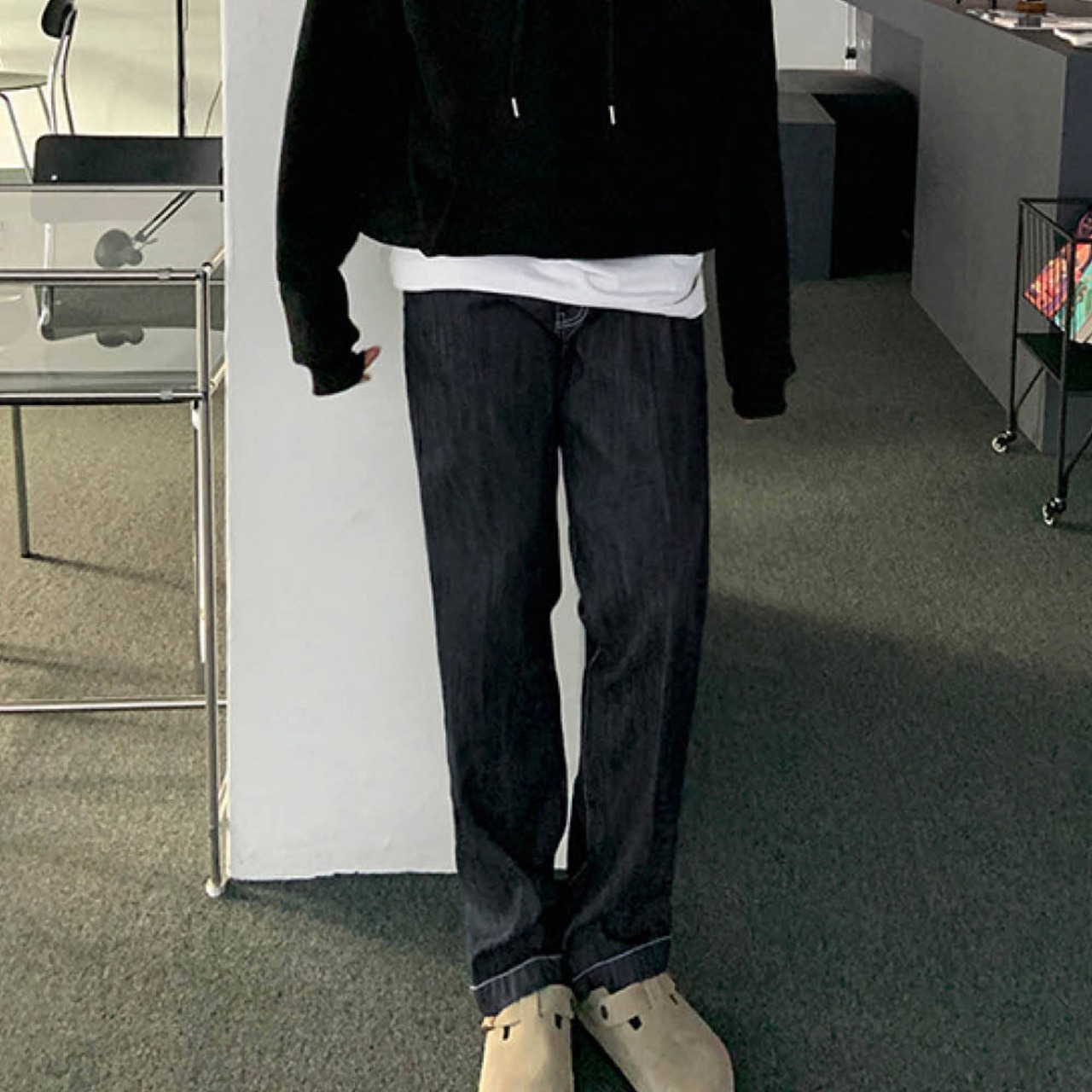 ルーズストレートインディゴデニムパンツ　MT0080050