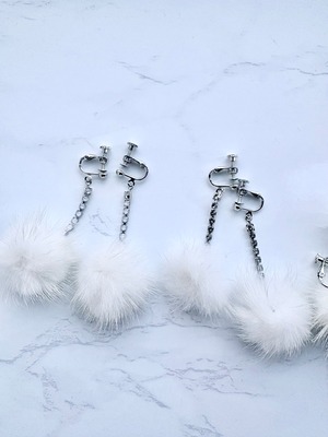 ラインストーンチェーンｘファーイヤリング②