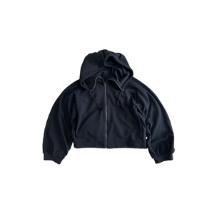 VU / sweat ZIP UP short big hoody / black