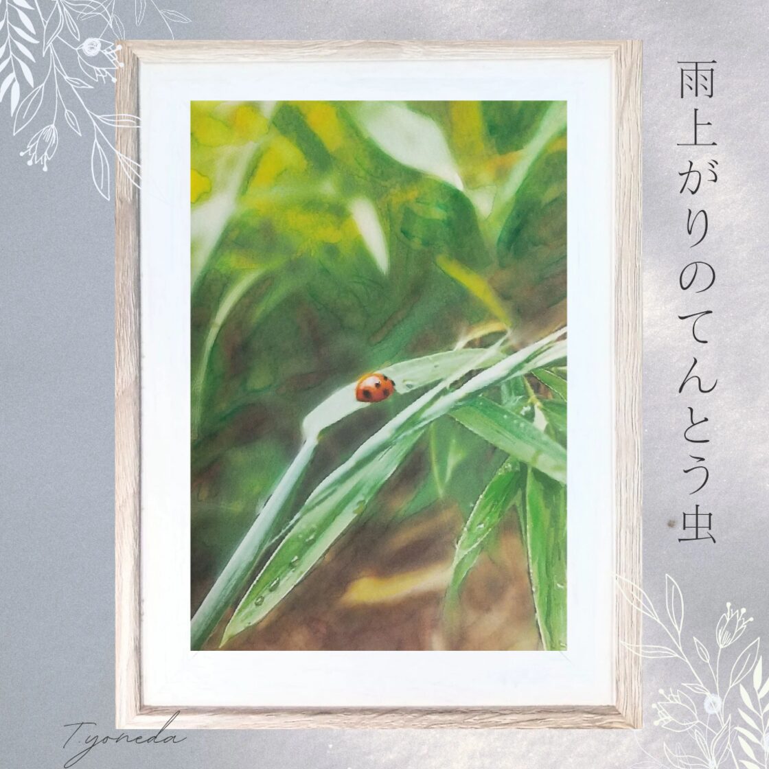 絵画 アクリル絵 額縁 キャンバス 昆虫 てんとう虫 原画 【メーカー