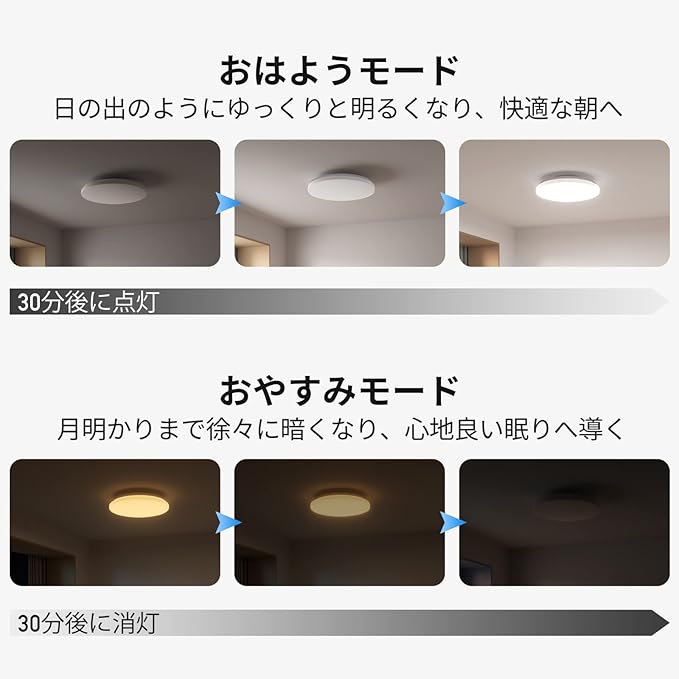 ねむ SwitchBot LEDシーリングライト 8畳 Alexa 無段階 調光調色 スイッチ