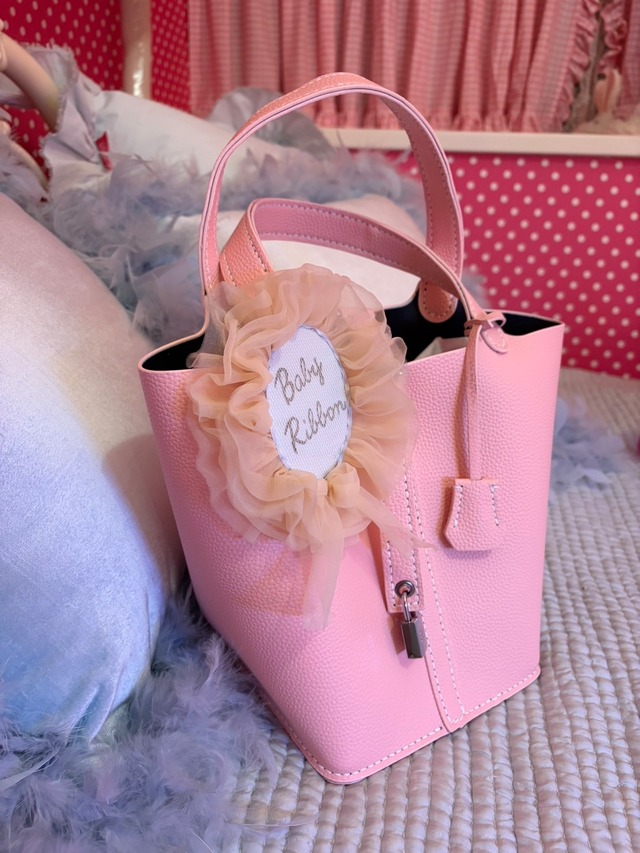 ピンクのロゼット付Bag (260923)