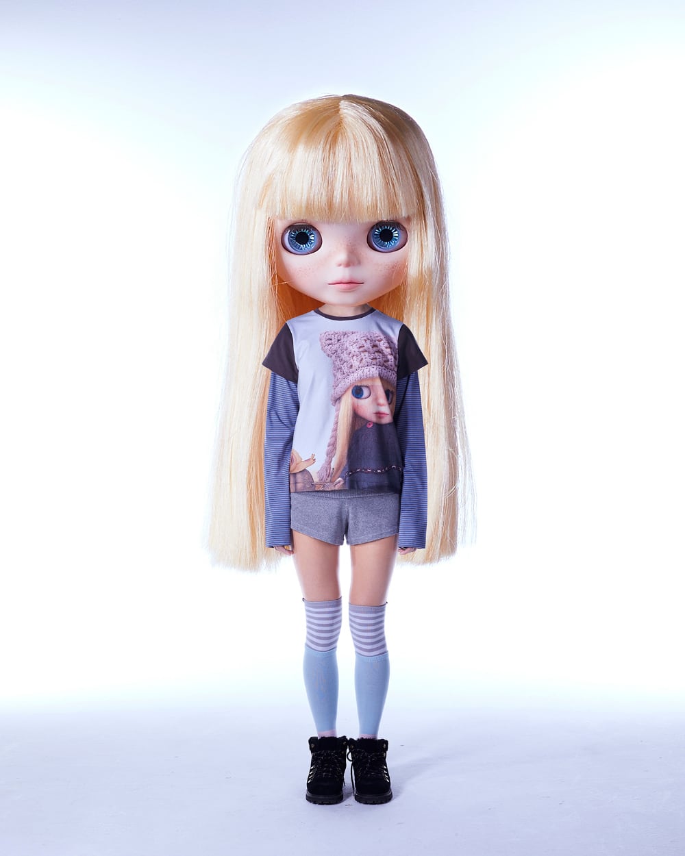 ☆[RESELL][COYSEIO] COYSEIO X BLYTHE STRIPE DOUBLE LONG SLEEVE ASH