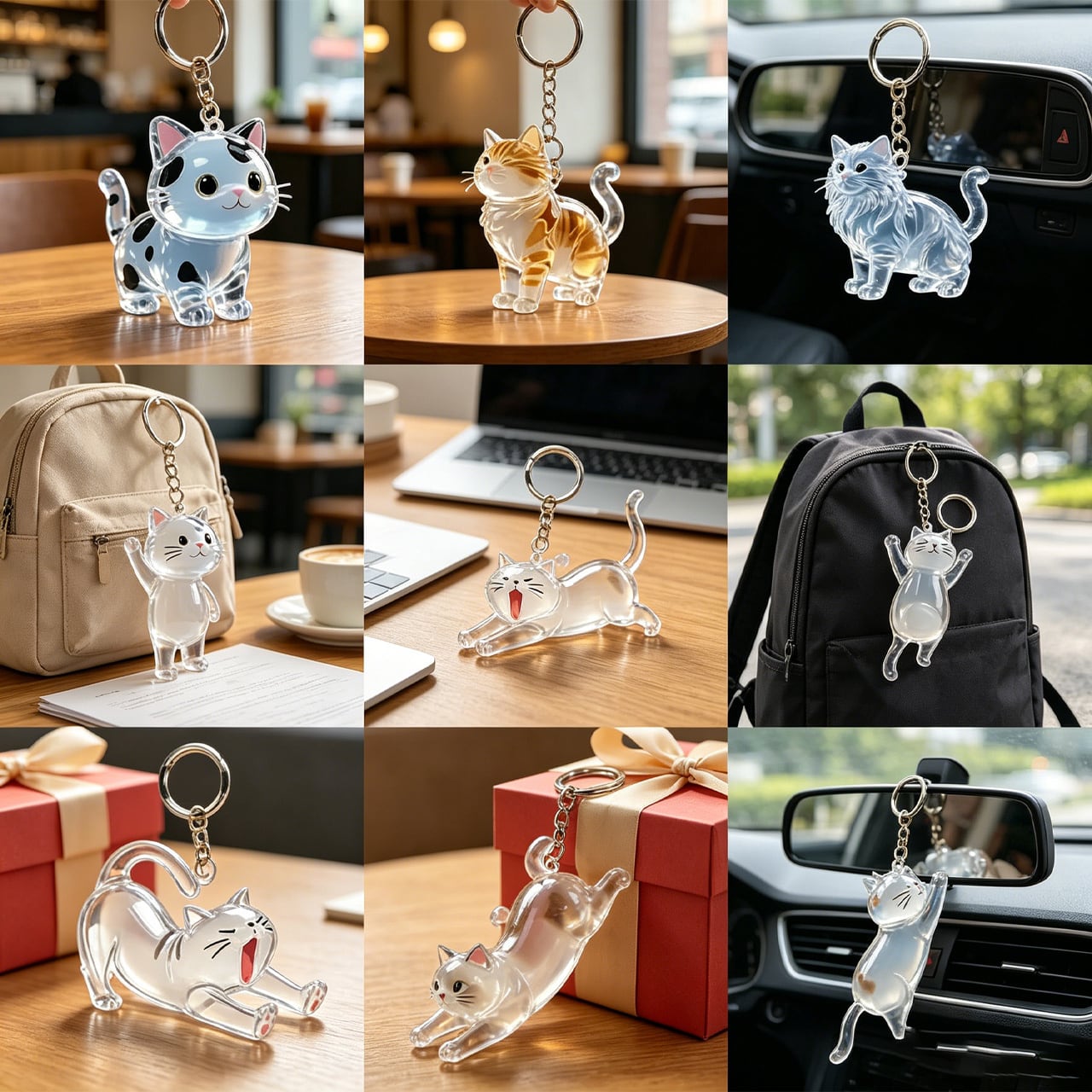 JL68 .透明ねこ毛収集キーホルダー｜ねこ毛メモリアルチャーム