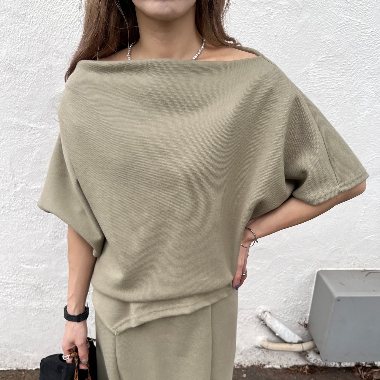 unbalance hem design SET UP／khaki