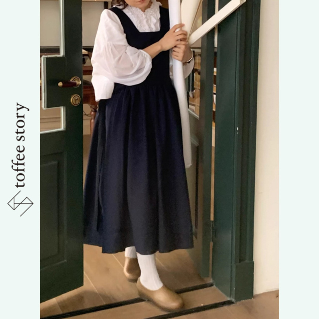 紺の余白と静かな物語サロペット 《W0194》