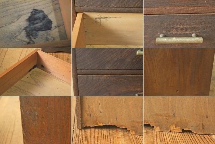 レトロ 卓上小引き出し 抽斗 5杯 収納 小物入れ レターケース B5 木製