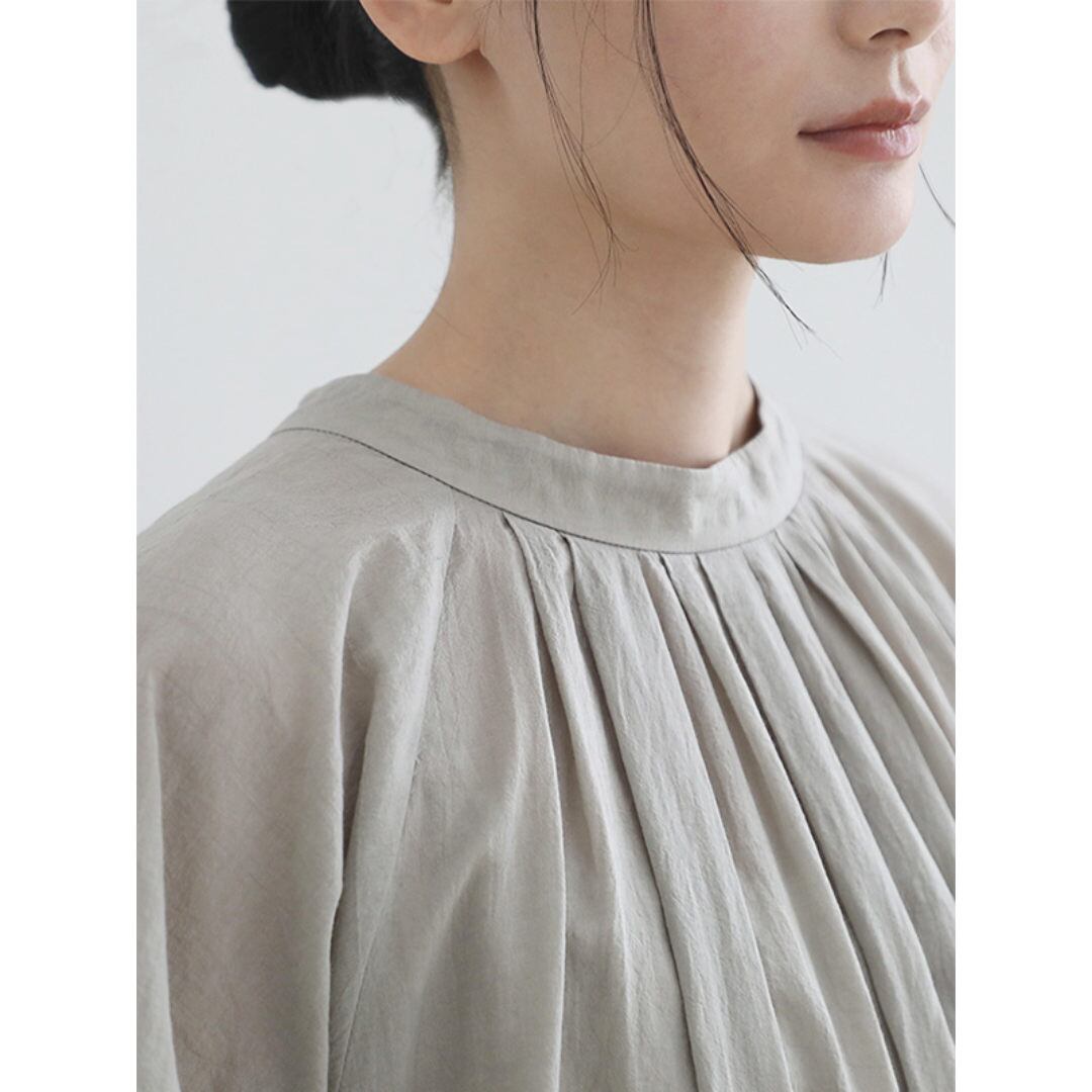 evam eva エヴァムエヴァ コットンローン・ワンピース cotton lawn one-piece ・セージ 薄く透け感のあるコットンの生地をたっぷりと使用しましたワンピースです【送料無料】