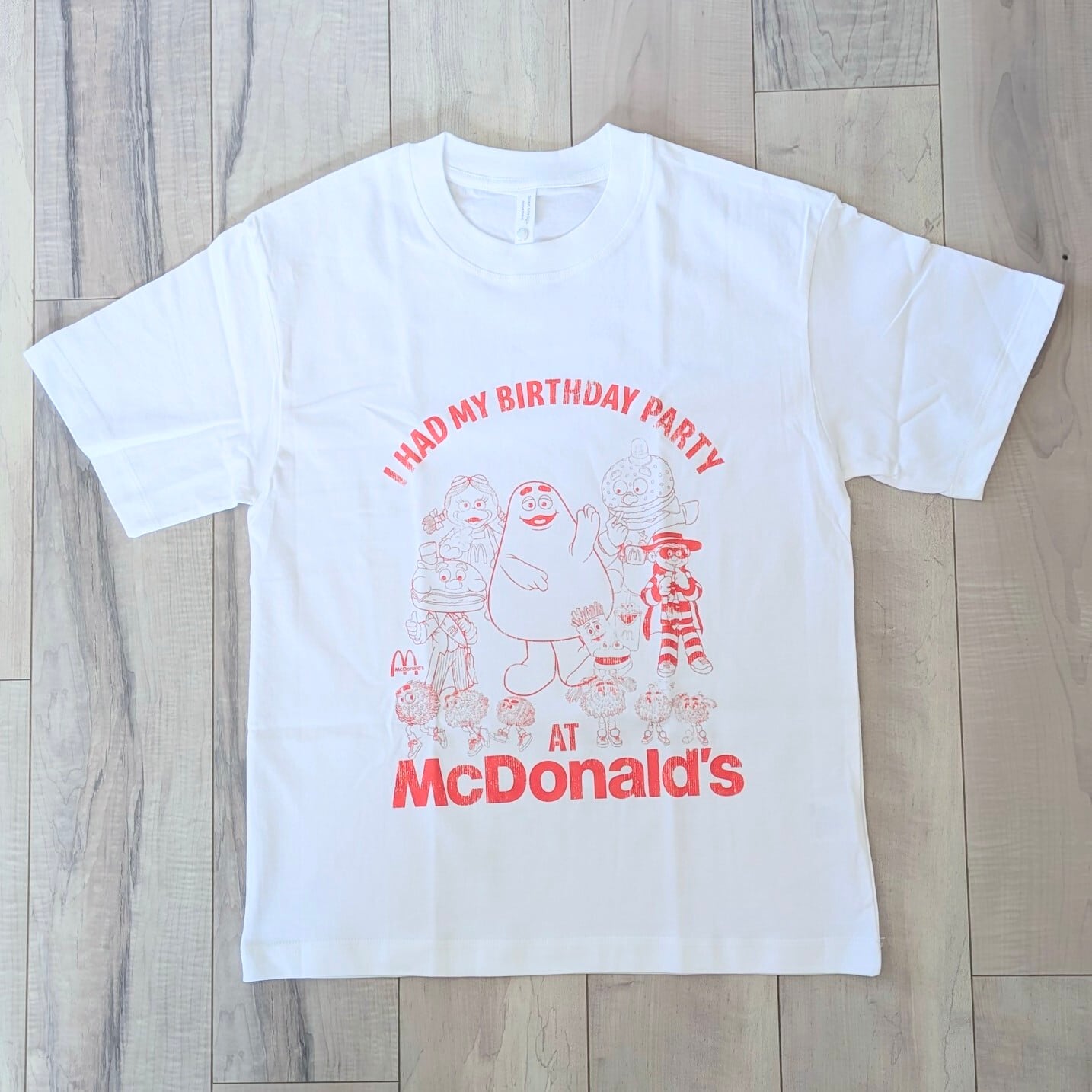 【 McDonald's ( マクドナルド )】『 I HAD MY BIRTHDAY PARTY 』Tシャツ / グリマス / ハンバーグラー / ビンテージ加工〚アメリカン雑貨 アメトイ〛