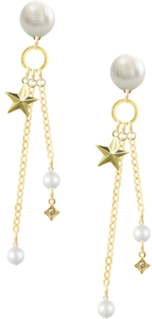 ピアス/No90 スター パール チェーン
