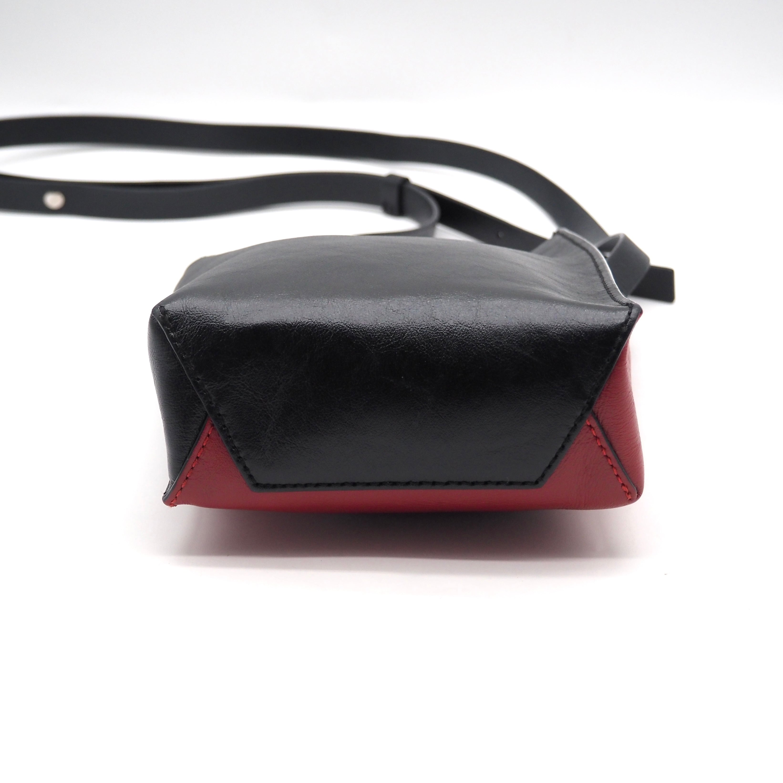 MARNI ショルダーバッグ バイカラー MARNI バイカラー レザー ショルダーバッグ ブラック レッド マルニ