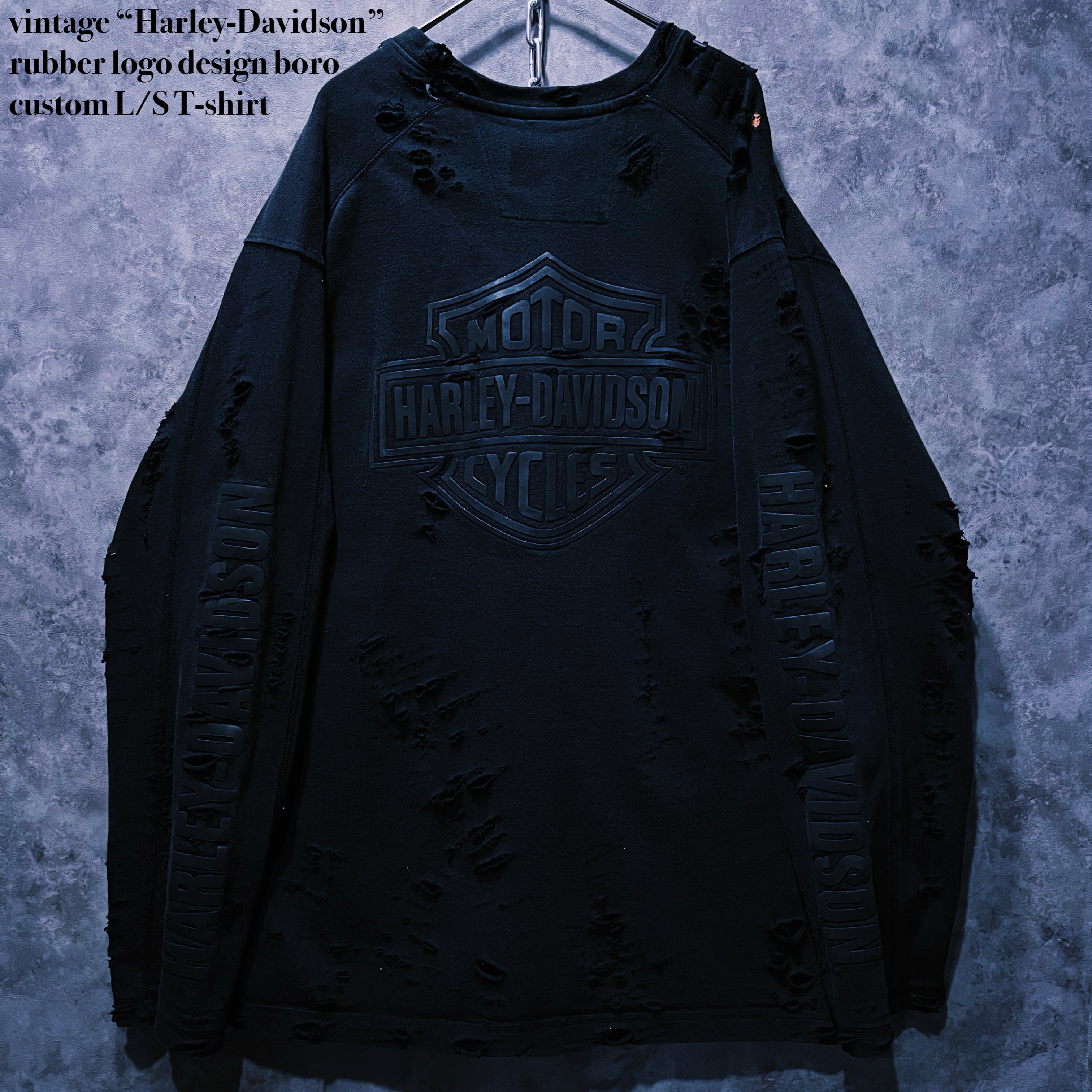 【doppio】vintage “Harley-Davidson” rubber logo design boro custom L/S T-shirt