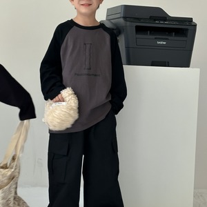 秋ラグラン英字柄カジュアルTシャツ2色