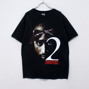 【Caka act2】"2PAC" 00's Red Bandana Print Design T-Shirt