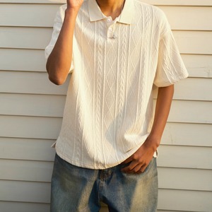 テクスチャードリッチポロシャツ　0684