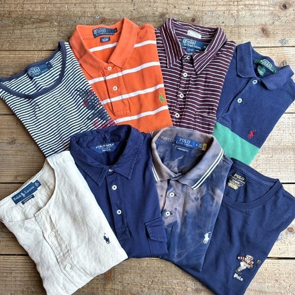 1点物◇ラルフローレンPOLOタイダイ紺ポロシャツ古着メンズML