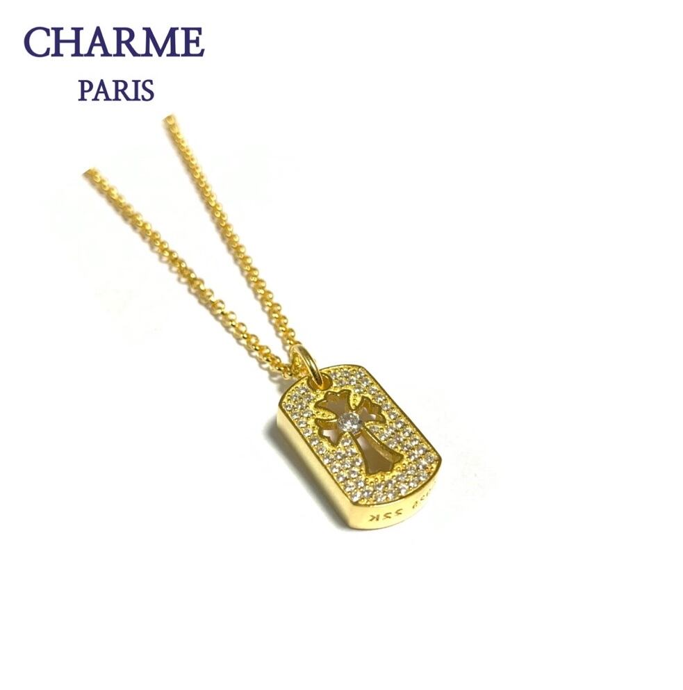 22k plating cz diamond cross pendant