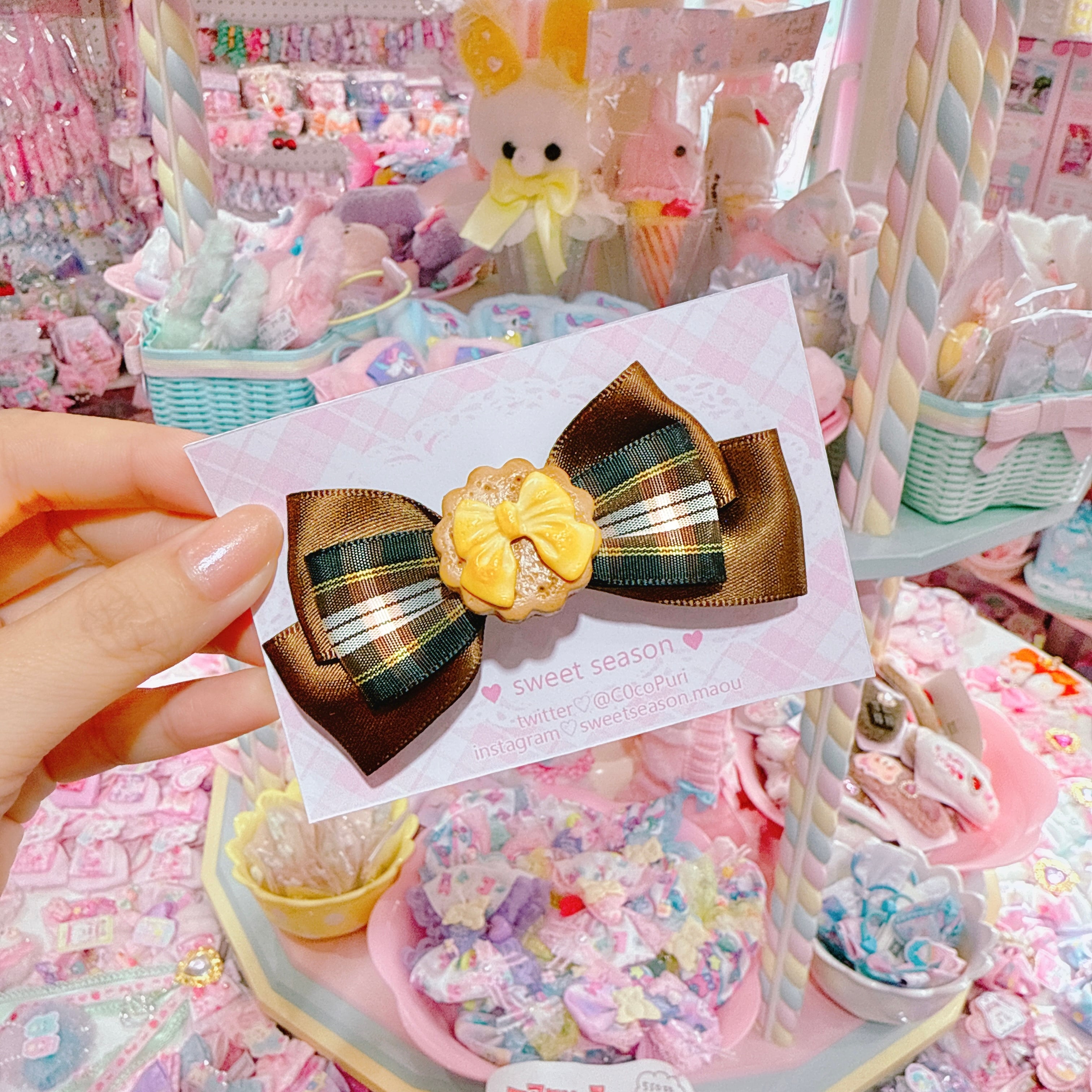 【C8】13-8クッキーリボンヘアクリップ