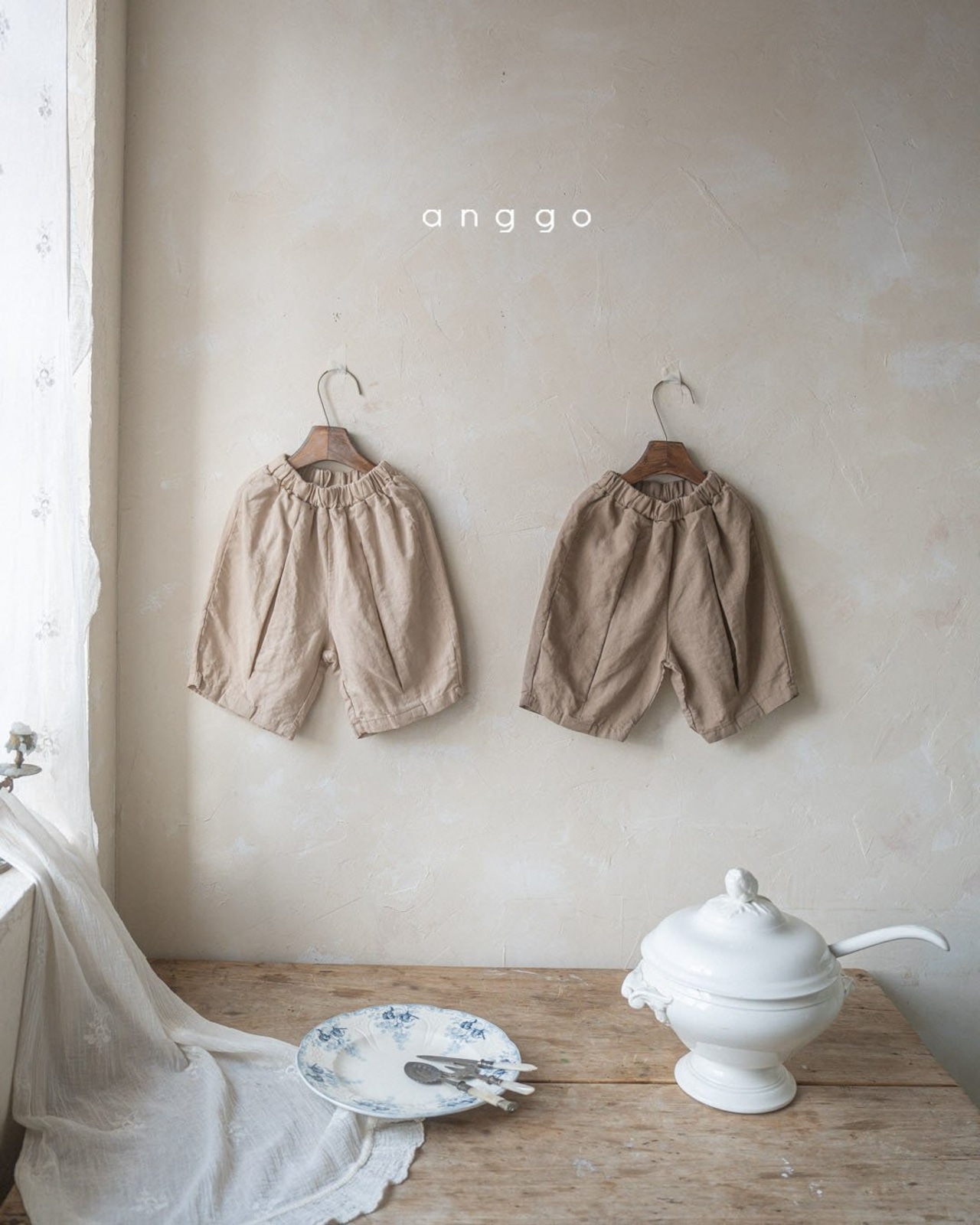 【anggo】タックミディアムパンツ ベージュ 80〜120cm  240712 - 7