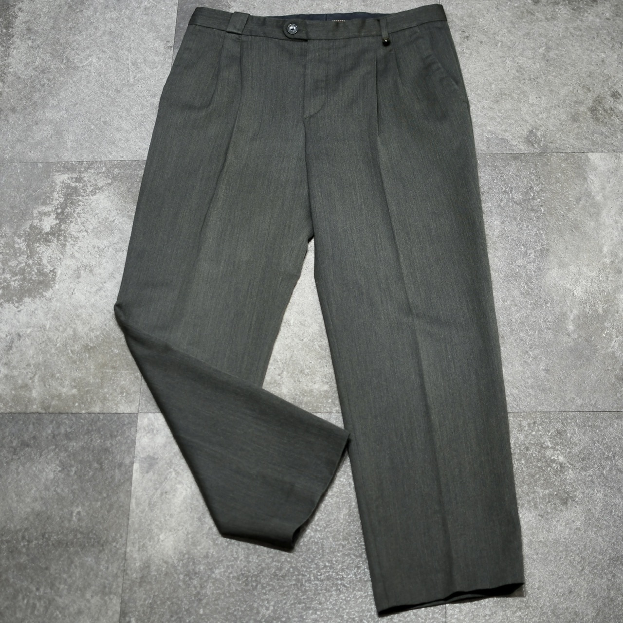 LUCAN 2 tuck wool poly slacks khaki