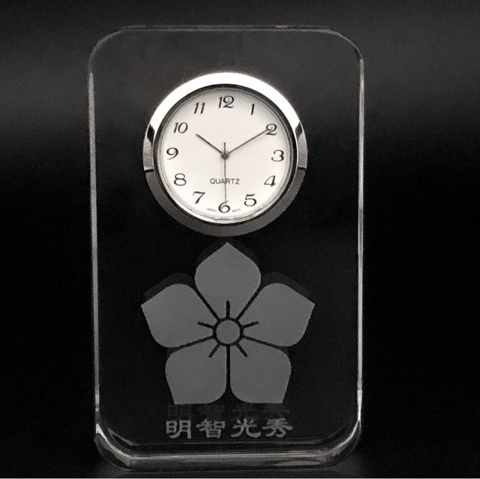 【限定】明智光秀 家紋 匠のレーザー硝子時計