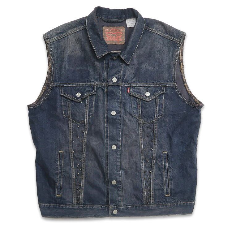 Levi's デニムベスト 鋲ベスト パッチ 古着 リーバイス Levi's 鋲付き デニムベスト ジャケット 鋲ジャン