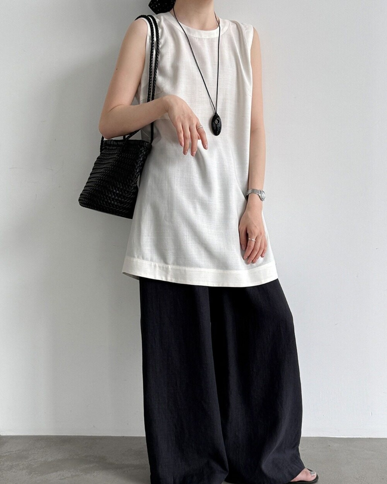 バックボタンラウンドネックロングシャツ 2color A1039 - 16