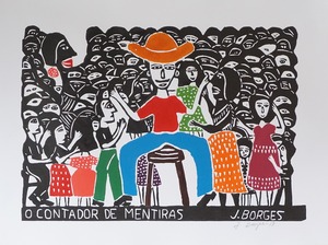 J.BORGES ジョタ・ボルジェス 木版画 L【O CONTADOR DE MENTIRAS】