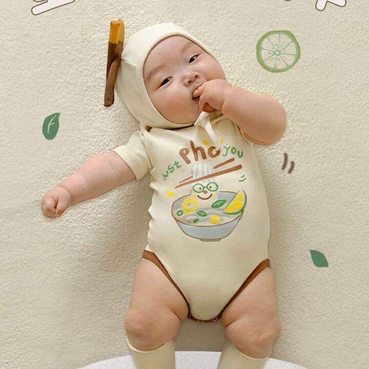 【BABY】夏新作 可愛いラーメン柄ロンパース