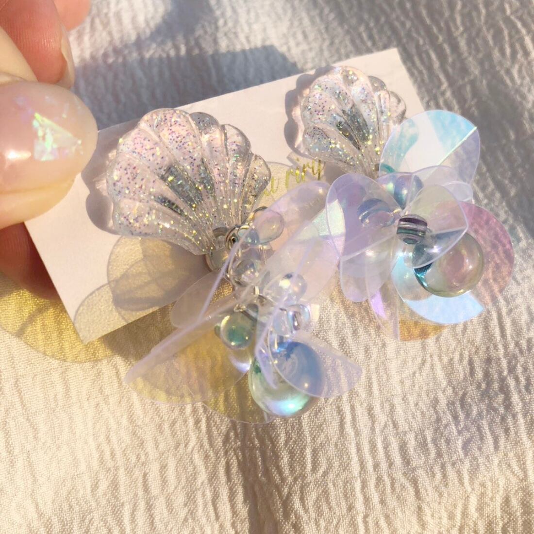 no.843 人魚姫のゆらゆらピアス シェル マーメイド Mermaid クリア