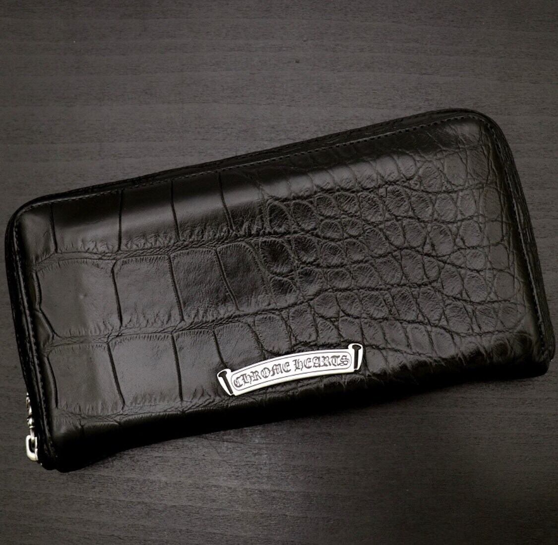 CHROME HEARTS クロムハーツ アリゲーター ラウンドファスナー 財布 レックウォレット ブラック