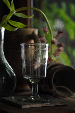 ギザギザ波打つビストログラス-antique bistro glass cup