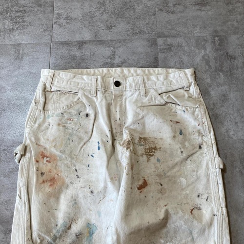 00s- Dickies ペインターパンツ ホワイト トリプルステッチ 無地 エルサルバドル製 34/32 pants 詳細写真3