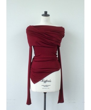 【24AW】MUKASA ムカサ/ OFF SHOULDER RANDOM RIB TOP / トップス