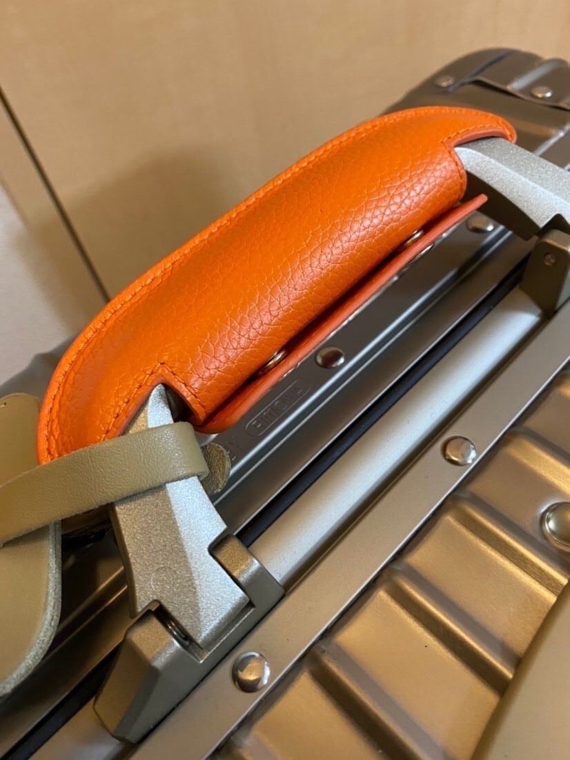 オレンジ】リモワ RIMOWA 専用 革 レザー ハンドル カバー ORANGE