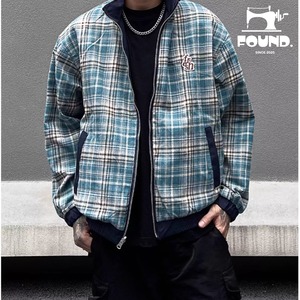 Reversible Plaid Jacket Unisex Oversized Harrington with Stand Collar(FD255)