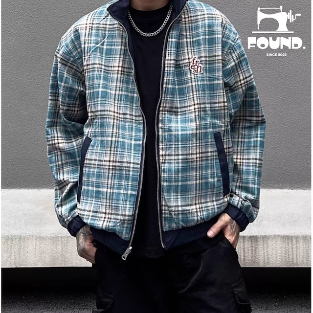 Reversible Plaid Jacket Unisex Oversized Harrington with Stand Collar(FD255)