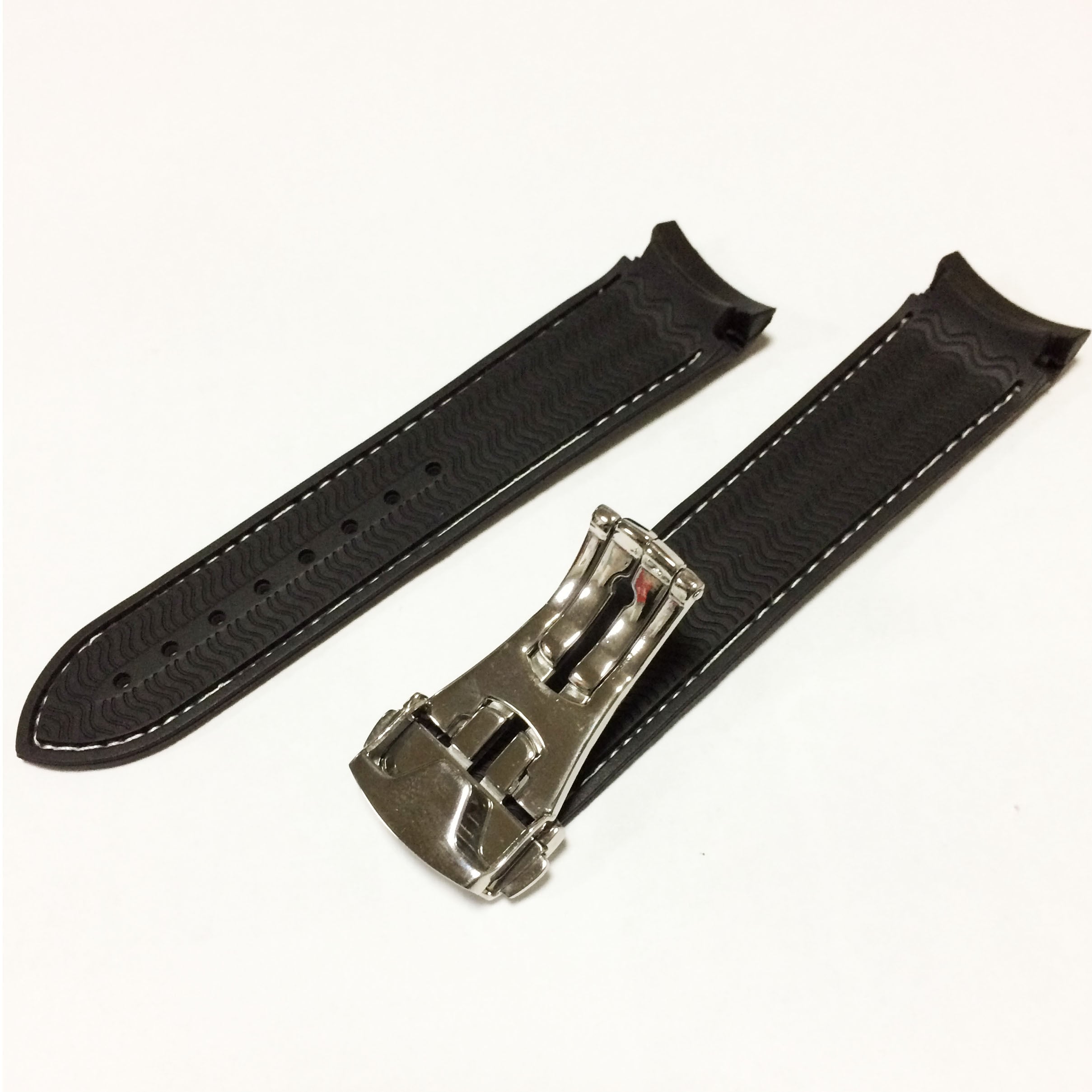 シリコンラバーベルト（ブラック・ホワイトステッチ）22mm B-SIBWS