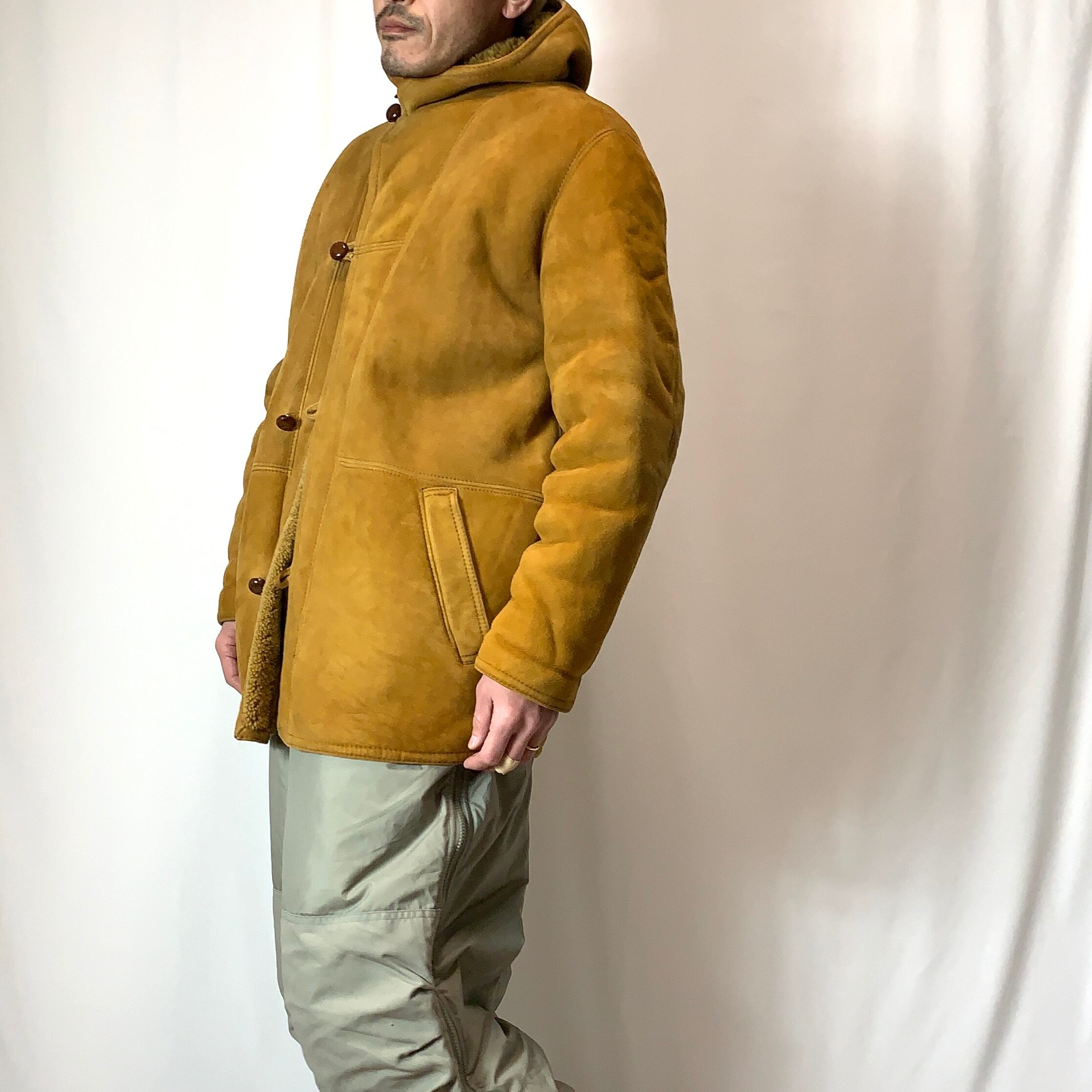 vintage old RUFFO mouton jacket with hood ルッフォ フード付き ...