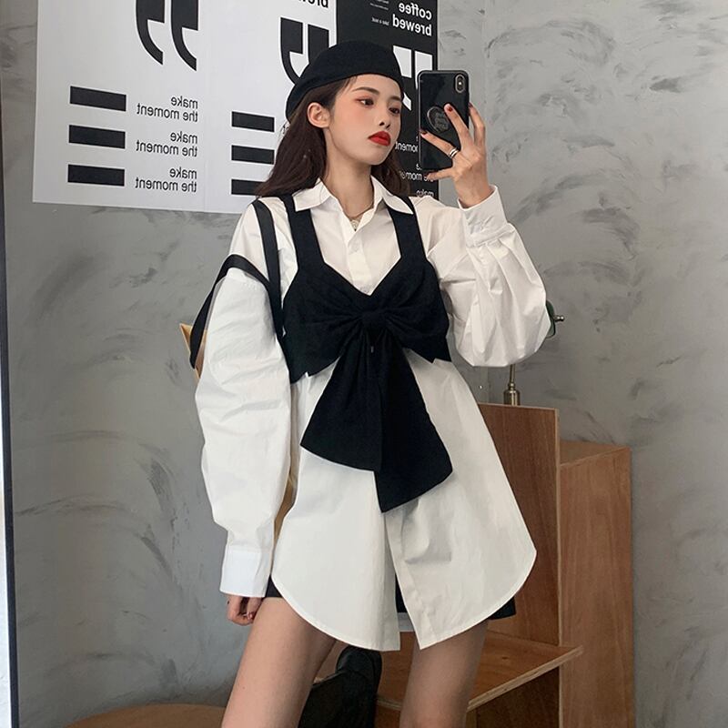 スプリングスタイルルーズ薄手シャツ ホワイトトップス 春物 試着室2731147674