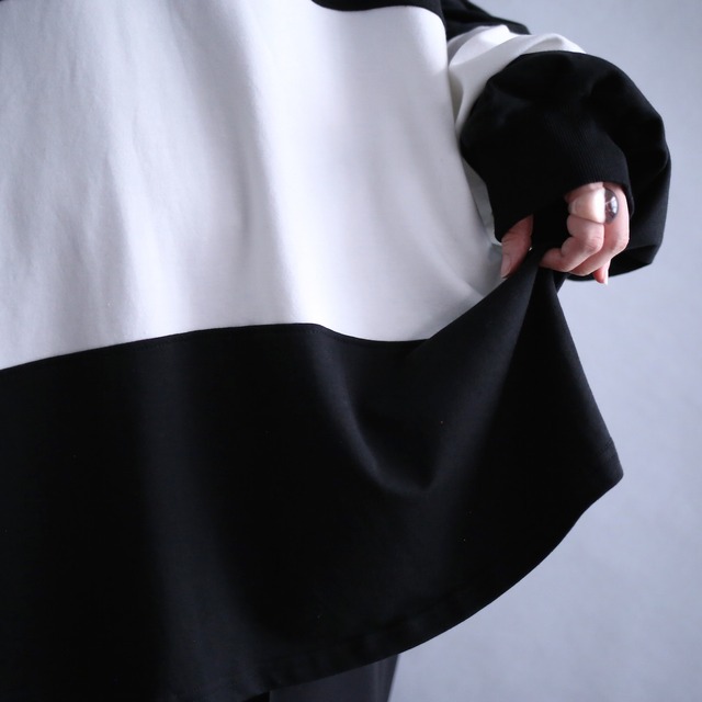 "black×white" bi-color XXL over box silhouette rugger shirt