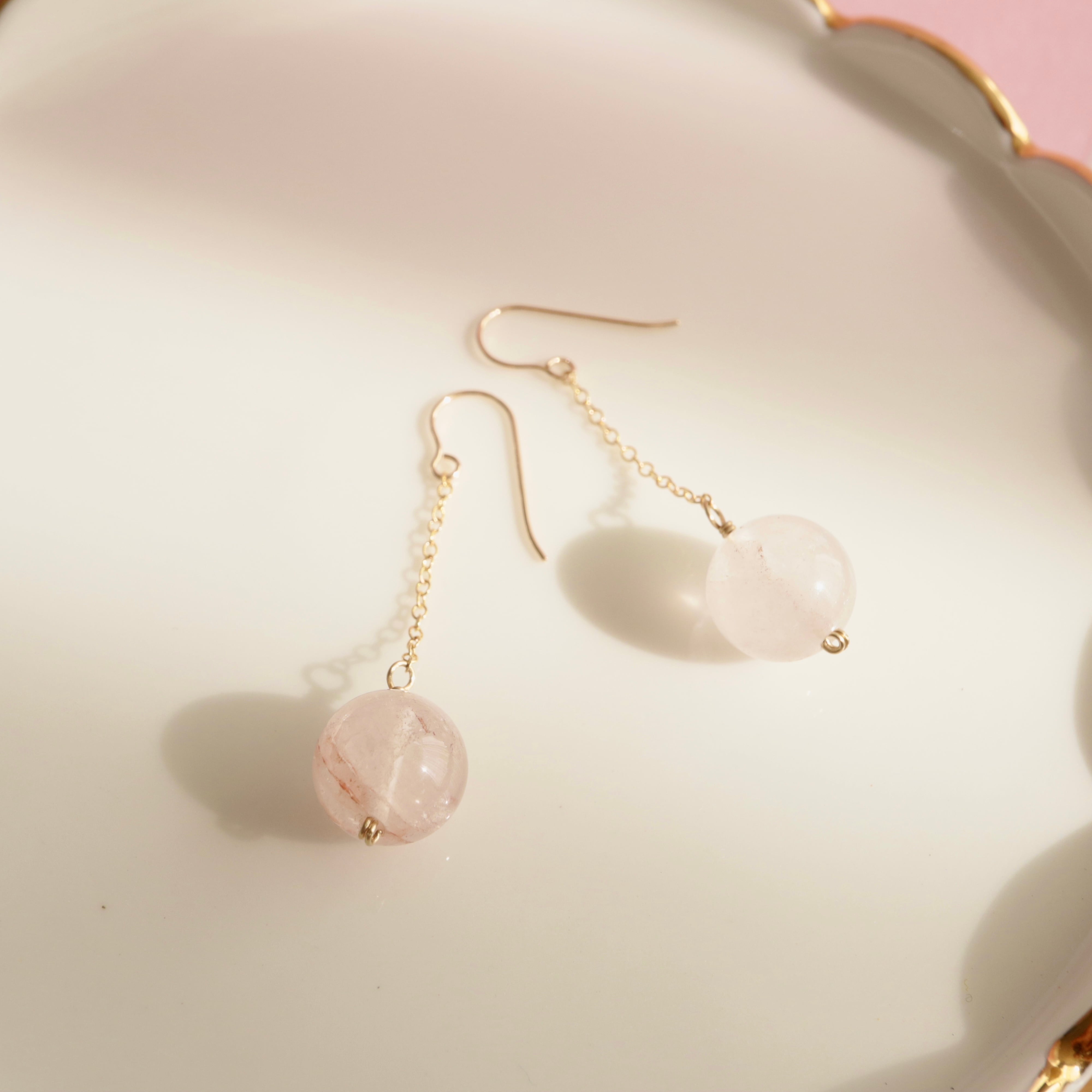希少石 ピンクファントムクォーツ 大人気 桜色 シンプルピアス/イヤリング