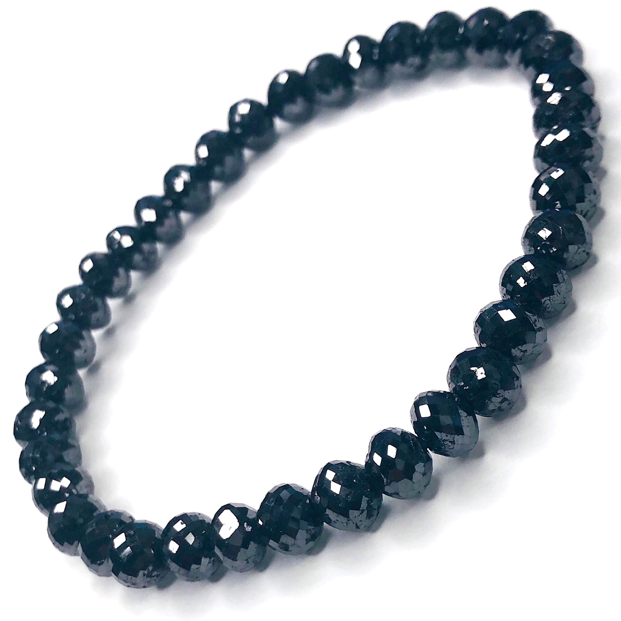 天然ブラックダイヤモンドブレスレット 2mm 細め シンプル キラキラ 