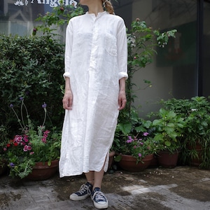 COMOLI（コモリ）別注リネンダブルクロスシャツワンピース WHITE / GRAY